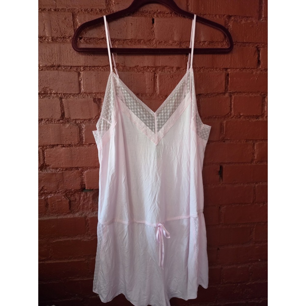 NWT New Victoria Secret Summer Sleep Romper Light Pink L Large Romantic Lace